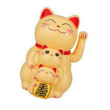 Solars Power Maneki Neko Beckoning Cats Lucky Cats-Yellow