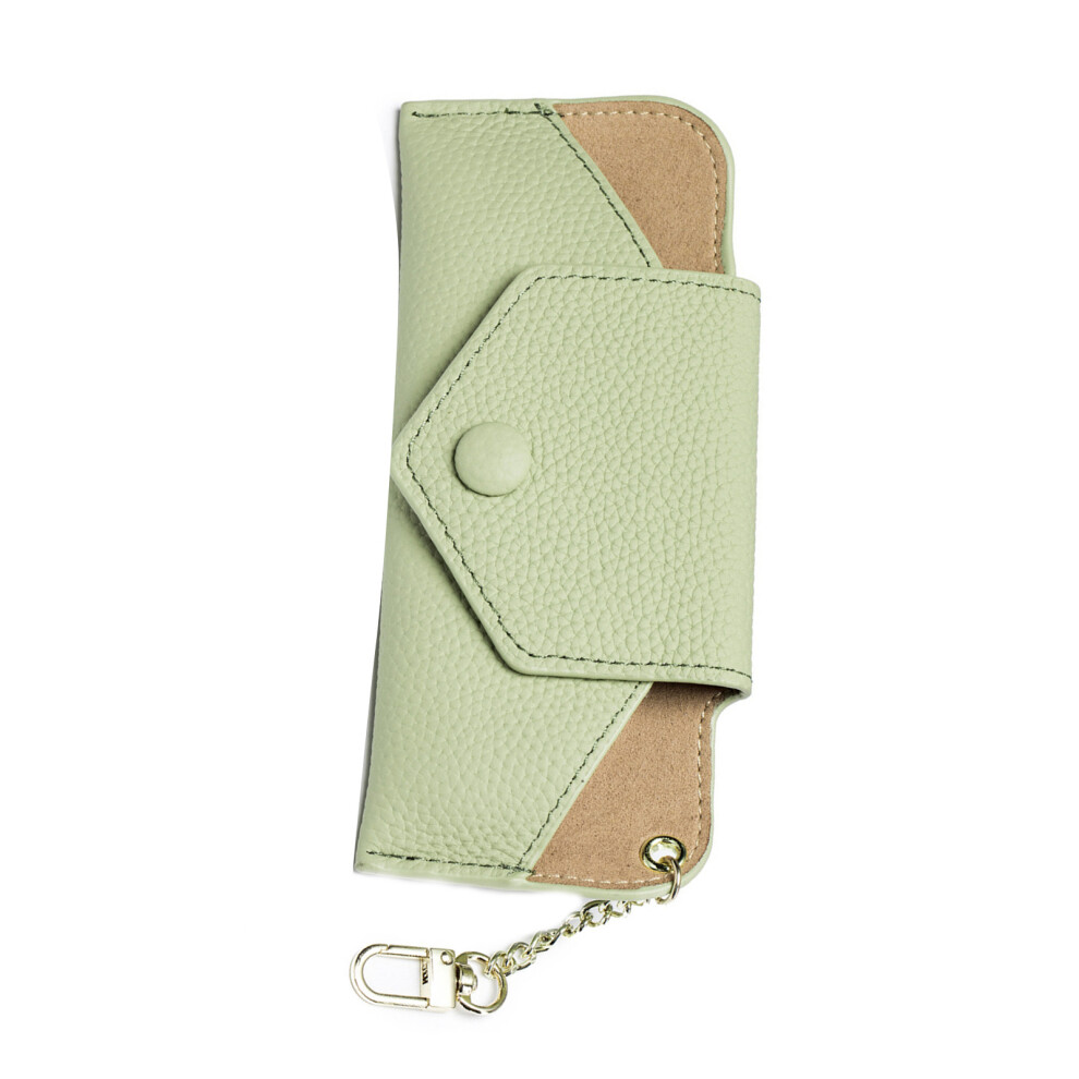 Light/Green Stylish Eyeglass Pouch With Keyring Keychain