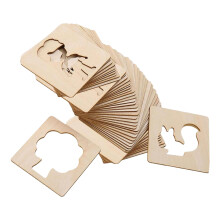 60Pcs Reusable Drawing Stencils 2.95x2.95Inch Hollowed Wood