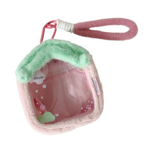 Childrens Doll Holder Plush Cottage Storage Bag Cartoon-Pink