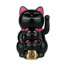Solars Fortune Cats Statue Ornament Solars Power Lucky-Black