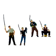 Resin Sculpture of Fishing Man 1/64 Scale Miniature-Set of 4