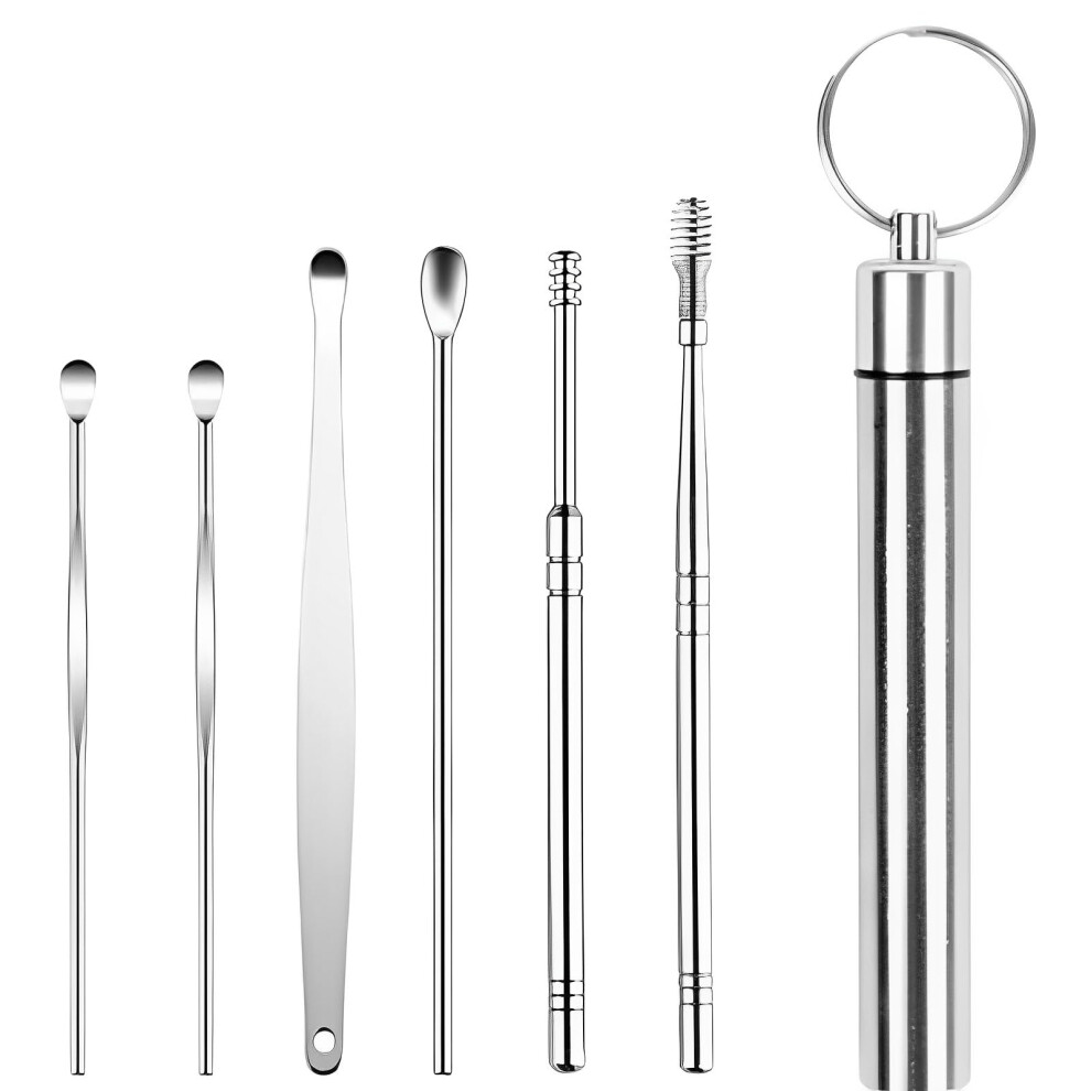 Ear Cleansing Tool Set  6Piece Stainless Steel Ear Curette Kit, Ear Wax Pickers, Ear Wax Removal, Ear Spoon Cleaners