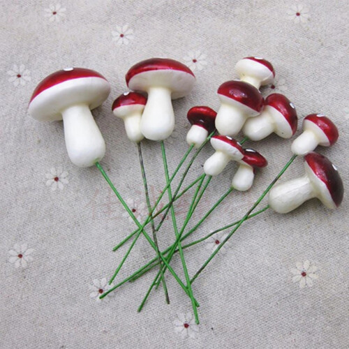33Pcs Realistic Foam Mushroom Artificial Mushroom with Bendable 2