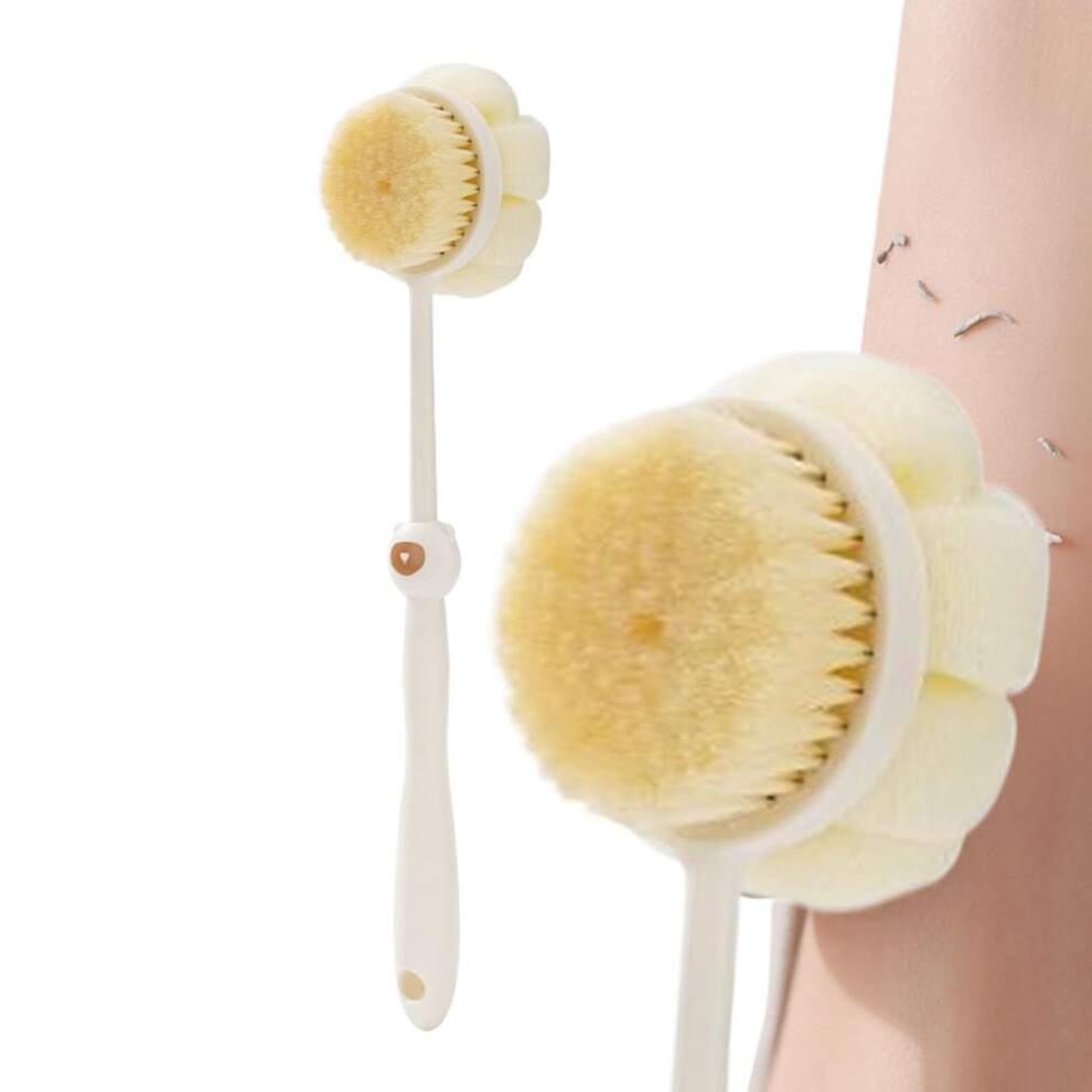 Back Brush for the Shower LongHandle DoubleSided QuickDrying  Bristle Density CreamColoured Skin and Foot Care