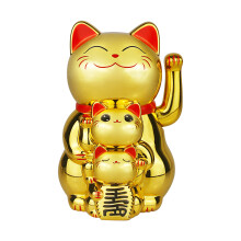 Lucky Cats Zwaaiende Arm, Solars Power Chinese Lucky Cats-Goud