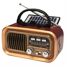 Portable Radio Classic Vintage FM AM SW Radios Retro Solar Bluetooth Speaker MP3 TF USB Music Box Removable Battery