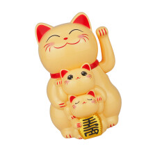 Lucky Cats Zwaaiende Arm, Solars Fortune Cats Standbeeld-Geel