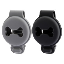 2 Pcs Pet Silicone Protective Case for Anti-Scratch Bone Shape Dog Collar Holder Tracker Cover-Black+Grey