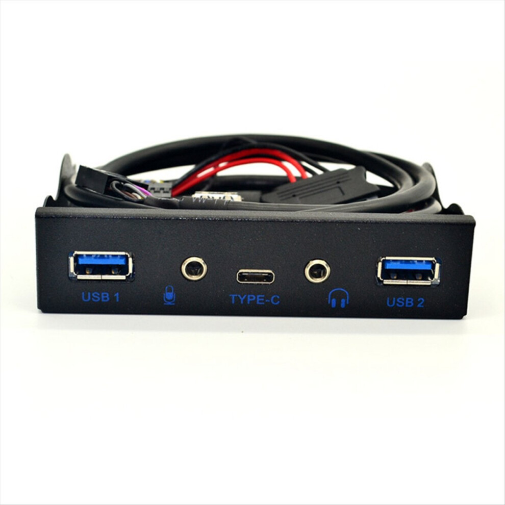 Exogio Usb Hub 5 Port 3.1 Type-C 3.0 Front Panel Hd Audio 3.5Mm Earphone Jack Mic Expansion Adapter For Desktop 3.5Inch