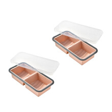 2PCS Reusable Silicone Ice Molds with Cover Multiple-salmon red