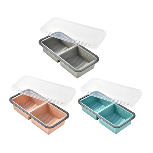 2PCS Reusable Silicone Ice Molds with Cover Multiple-salmon red 1