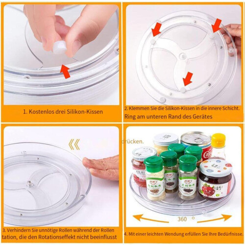 Lazy Susan Organizer, Αντιολισθητικό Περιστρεφόμενο Πικάπ, Διαφανές Lazy Susan, Περιστρεφόμενο 2