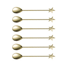 6-delige stervorm roerlepel, kleine mengtheelepel,-goud