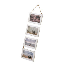 4 x 6 inch hangende fotolijsten met 4 openingen rustieke-Wit