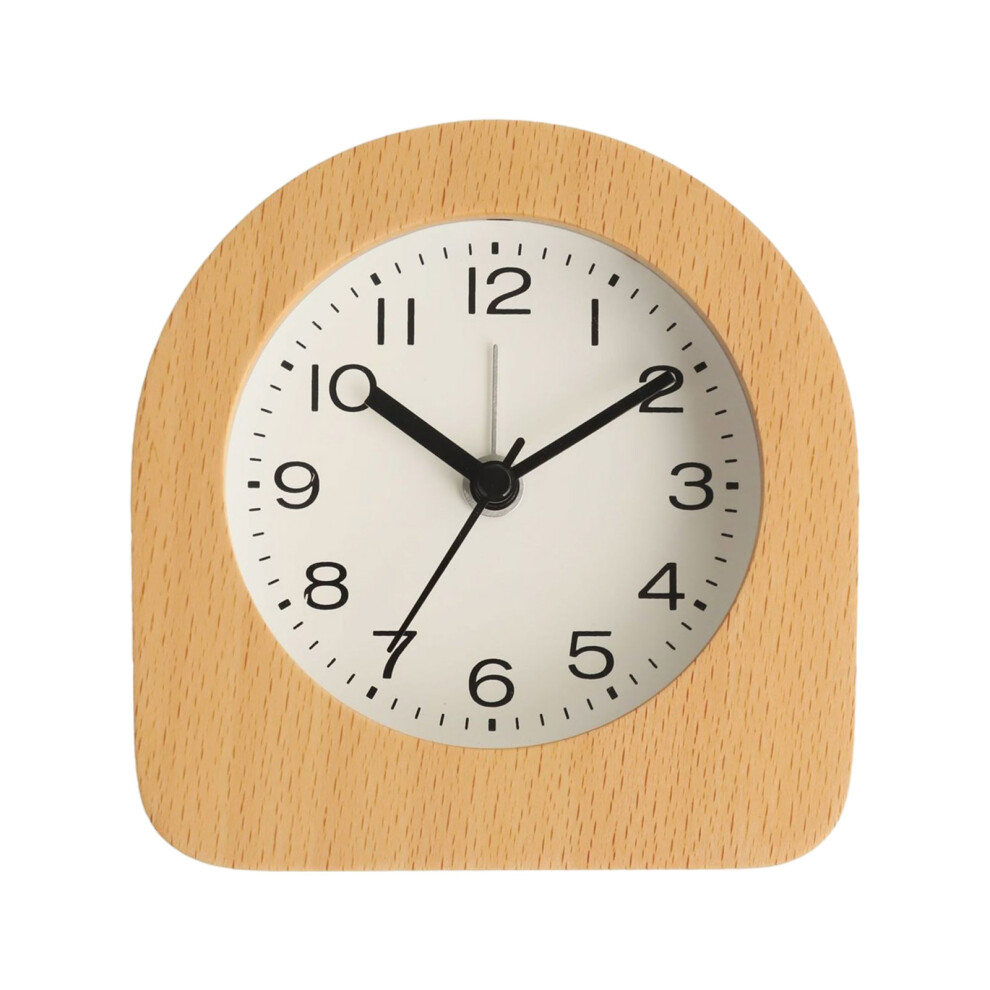 Easy to Use Quiet Movement Wood Analog Alarm Clock-Wood color