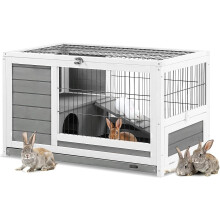 YODOLLA Cage Lapins en Bois Intérieur, Clapier à Lapin 2 étages