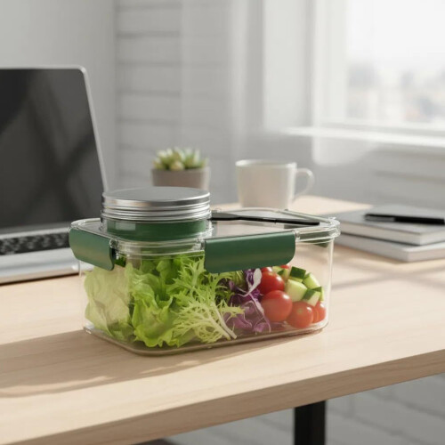 Plastic Salad Bowl with Integrated Sauce Holder Snacks Box With 1