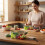 Plastic Salad Bowl with Integrated Sauce Holder Snacks Box With 5