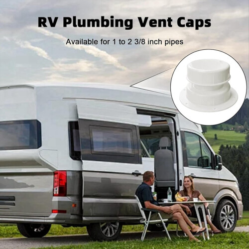 White RV Plumbing Vent Caps Kit 2Pcs Trailer Campe 2