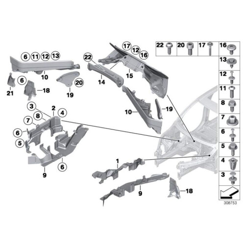3Pcs Engine Upper Compartment Partition Bulkhead P