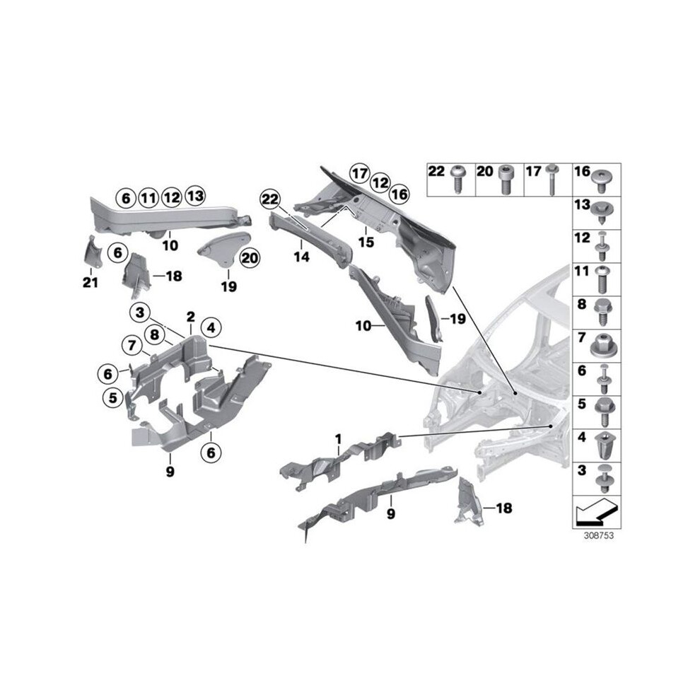 3Pcs Engine Upper Compartment Partition Bulkhead P 4851708520606