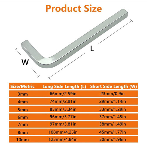 7Pcs Square Head Wrench Set L Shaped Key Kit Chrom 2
