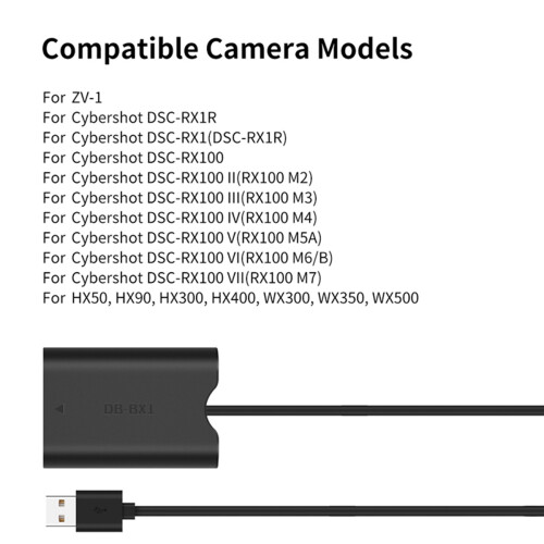 NP-BX1 Dummy Battery with USB-A Power Adapter DC C 2