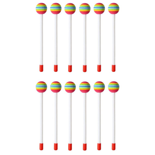 12 Pcs Lollipop Drum Mallet Sticks Round Rainbow H