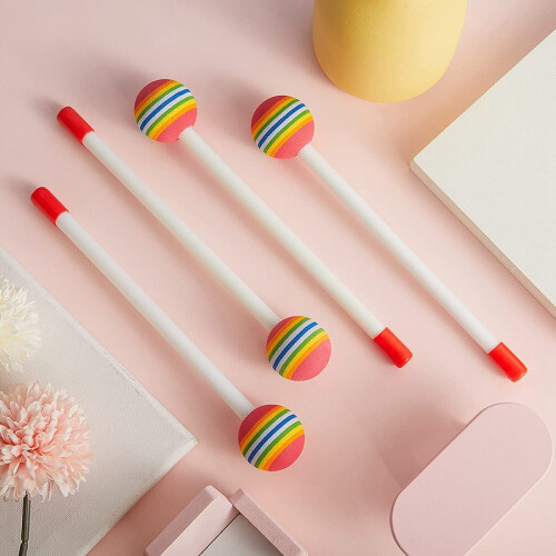 12 Pcs Lollipop Drum Mallet Sticks Round Rainbow H 2