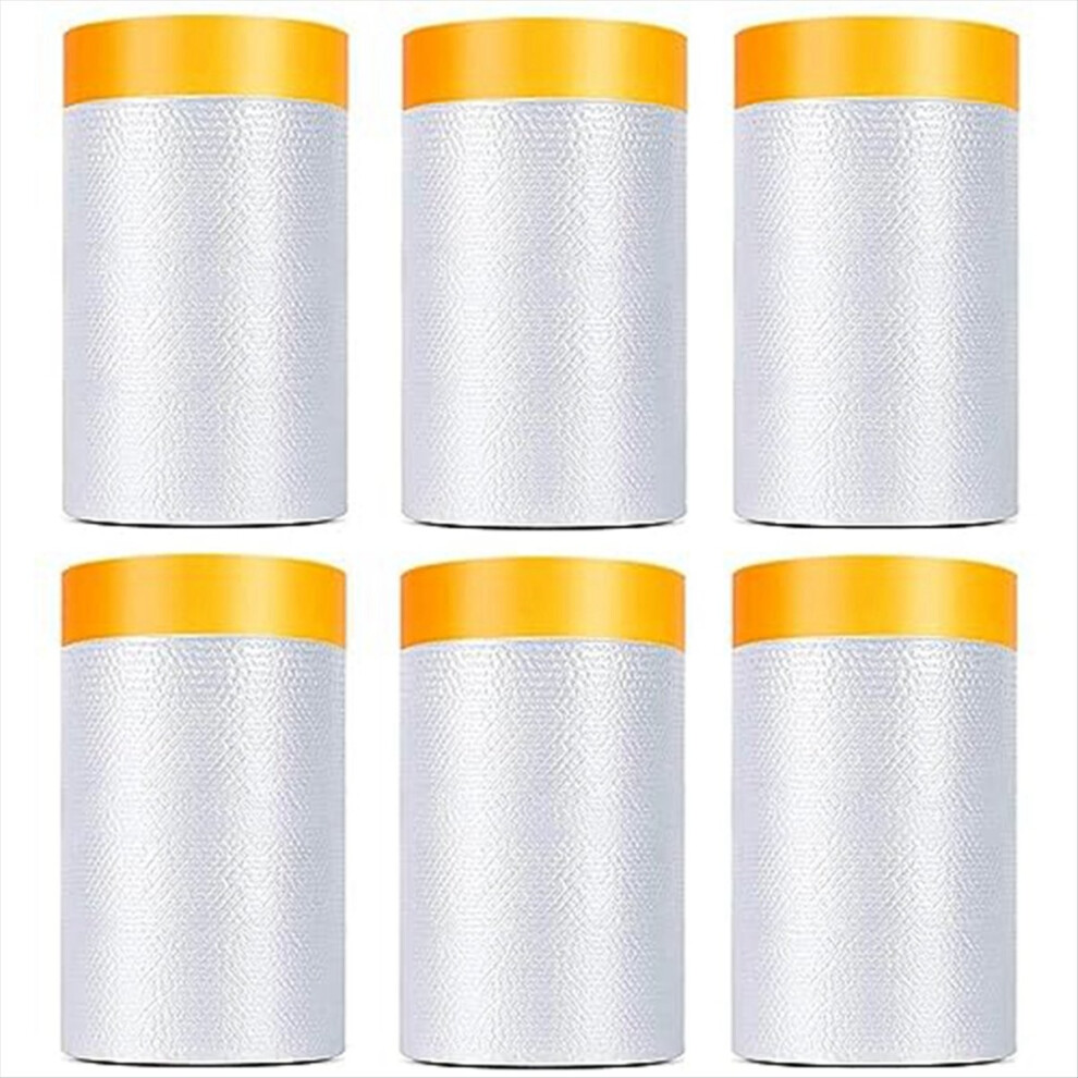 6 Pack Tape And Drape, 1.8X62.3 Ft Pre-Taped Maski Light 4852922541125