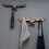 Vintage Deer Antlers Wall Hooks -28cm Mounted Clot 4