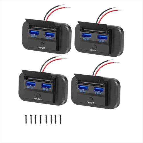 4PCS USB Outlet 36W Dual QC3.0 Quick Charge Socket 1