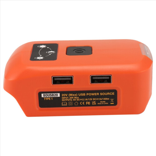 Battery Adapter for 20V Lithium USB Charger, LED W 2