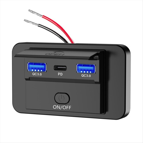66W 12V Charger Panel Wall Mount QC3.0+PD3.0+QC3.0 1