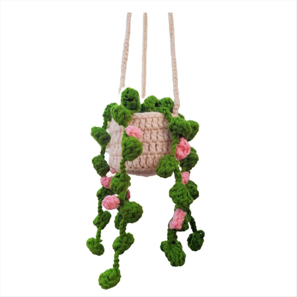Rearview Mirror Pendant Cute Potted Plants Crochet 4852922539528