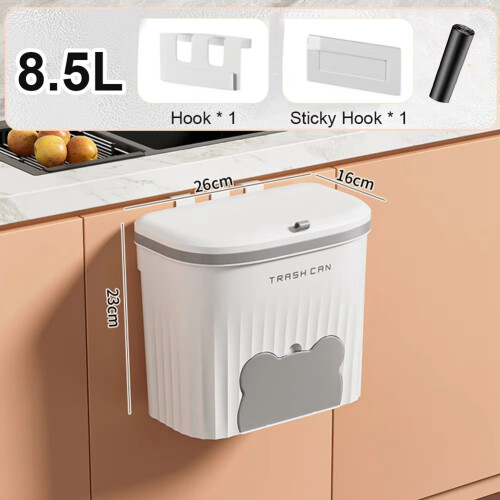 Kitchen Wastebasket Wall Mounted Trash Can with Li 2