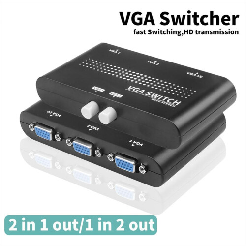 2 in 1 Out VGA Switcher Splitter Switch Video Conv 2