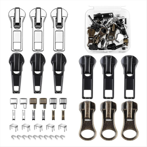 Zipper Repair Kit, 5 Replacement Slider Zippers Pu