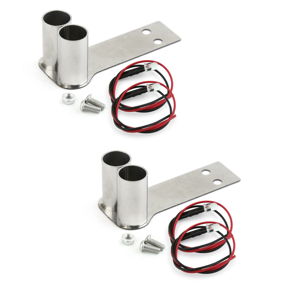2Pcs Metal Exhaust Pipe Tail Throat With Led Light 4852922501839