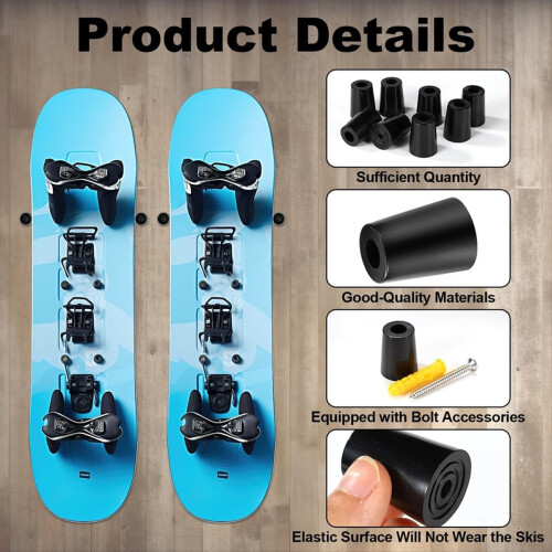 8 Pieces Vertical Ski Racks, Wall Mount Bracket Ra 2