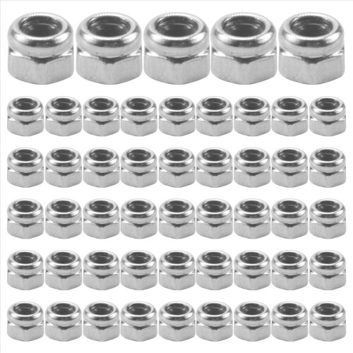 50pcs M2 Zinc Plated Self-Locking Nylon Insert Hex 1