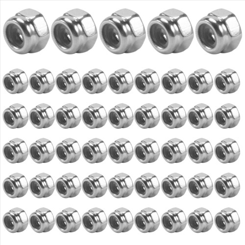 50pcs M2 Zinc Plated Self-Locking Nylon Insert Hex 2