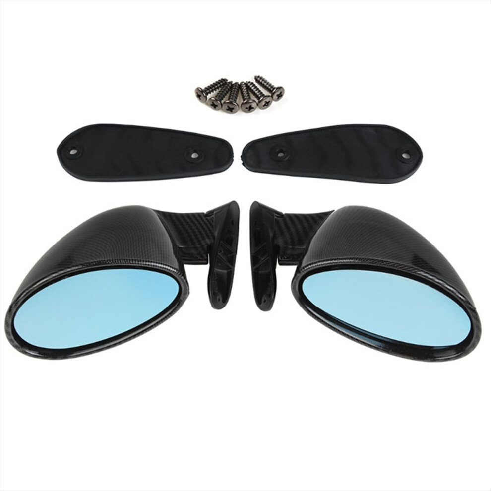 Car Universal Rearview Mirror Carbon Fiber Side Fo Light 4852922508746