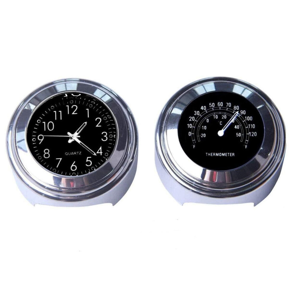 2Pcs Motorcycle Quartz Clock And Thermometer 7/8In 4851649109236