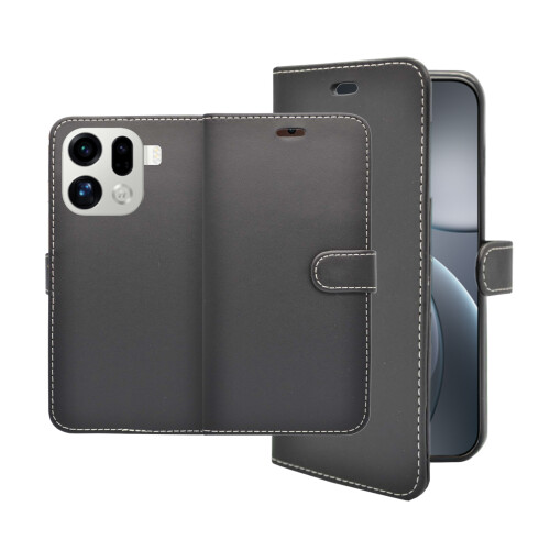 (Black) For OPPO Find X9 Pro Wallet Flip PU Leather Case
