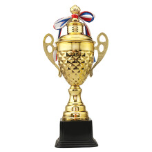 Gold Award Trophy Cups Gold Finish 37 Cm Tall Metal Trophy For Sports Tournaments Ceremonies And Parties