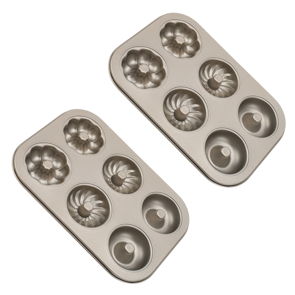 Pack Of 2 Rusts Resistant Baking Tool Stainless Steel 6-Do Nut 7695000408487