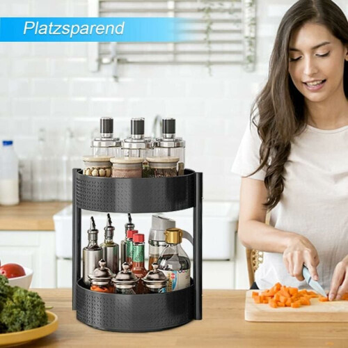 Πολυχρηστική μεγάλη μαύρη Lazy Susan με αποτελεσματικό σχεδιασμό για εύκολη πρόσβαση 1