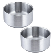 2 Stück kratzfeste Reisschalen aus Edelstahl,-Silber 9cm